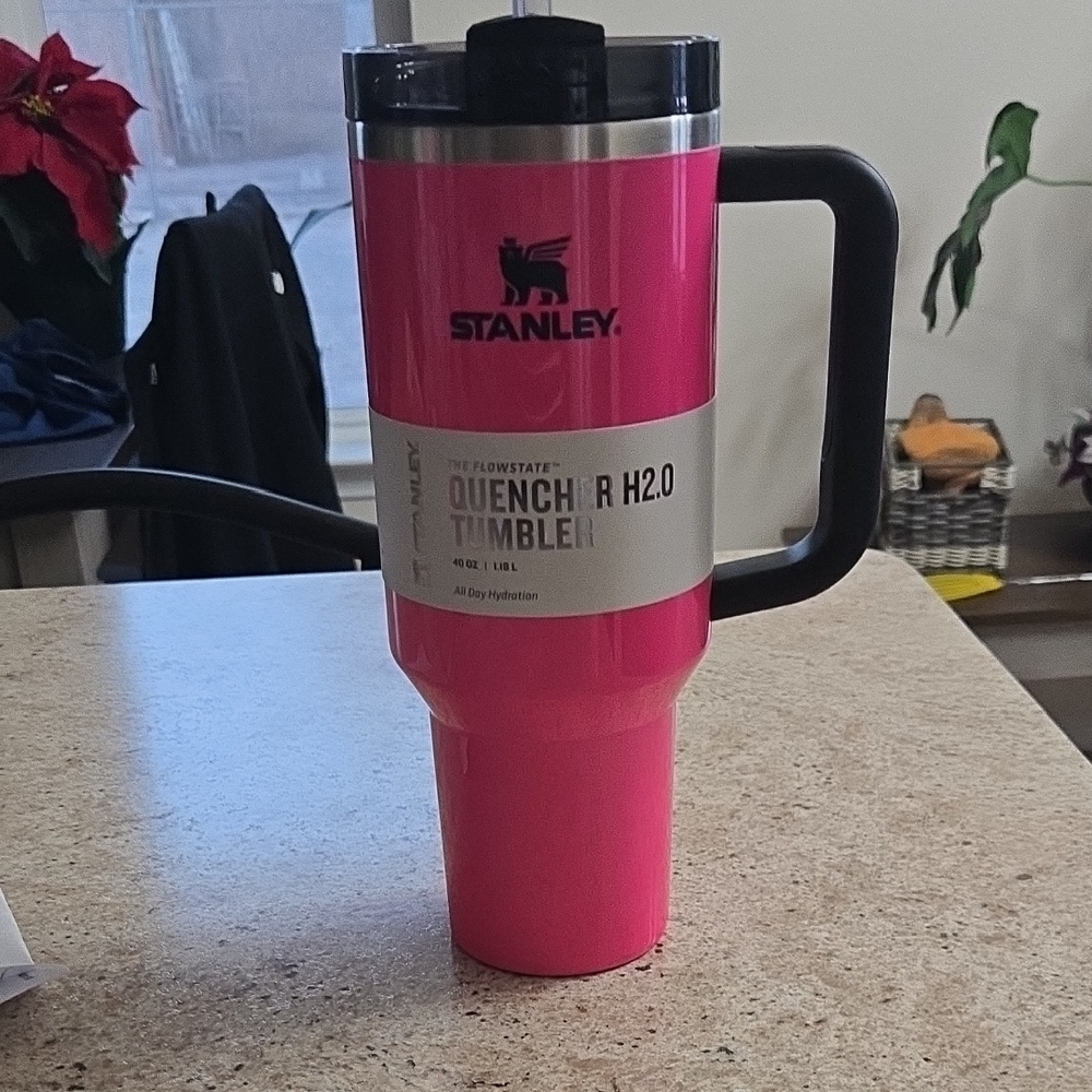 Stanley Bright Pink Quencher H2.0 Tumbler Electric Pink 40 Oz New